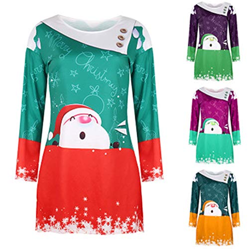 weishenghulian Vestido De Navidad para Mujer Fiesta De Navidad con Estampado De Navidad Vestido Largo Y Largo De Navidad Feo Adecuado para Fiestas De Halloween