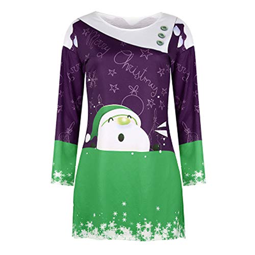 weishenghulian Vestido De Navidad para Mujer Fiesta De Navidad con Estampado De Navidad Vestido Largo Y Largo De Navidad Feo Adecuado para Fiestas De Halloween