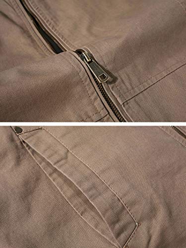 WenVen Chaqueta de Algodón Casual Chaqueta Militar Otoño Chaqueta Fina Joven Chaqueta Clásica al Aire Libre Cuello Alto Hombre Caqui Medium