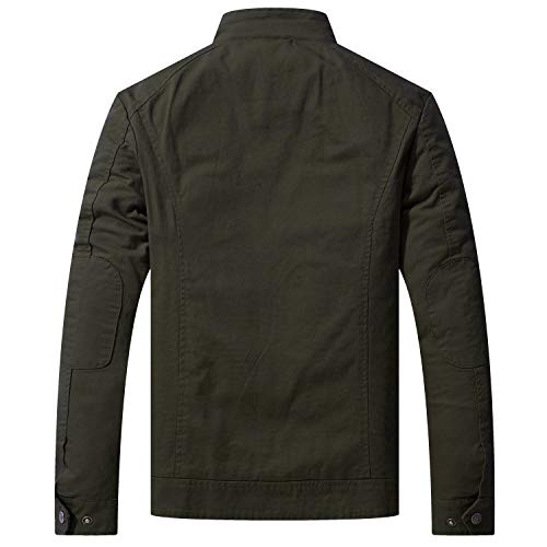 WenVen Chaqueta Militar Otoño Chaqueta Clásica al Aire Libre Cazadora Ligera Entretiempo Chaqueta Fina Joven Hombre Verde Militar Small
