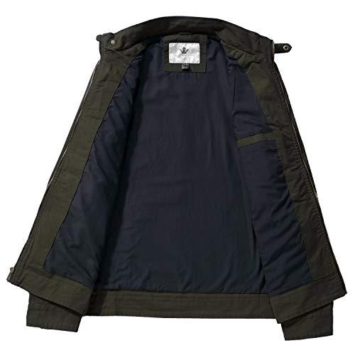 WenVen Chaqueta Militar Otoño Chaqueta Clásica al Aire Libre Cazadora Ligera Entretiempo Chaqueta Fina Joven Hombre Verde Militar Small