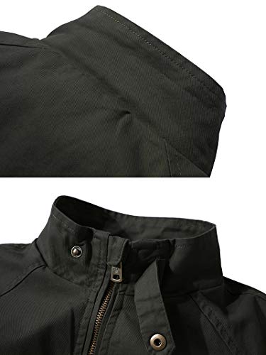 WenVen Chaqueta Militar Otoño Chaqueta Clásica al Aire Libre Cazadora Ligera Entretiempo Chaqueta Fina Joven Hombre Verde Militar Small