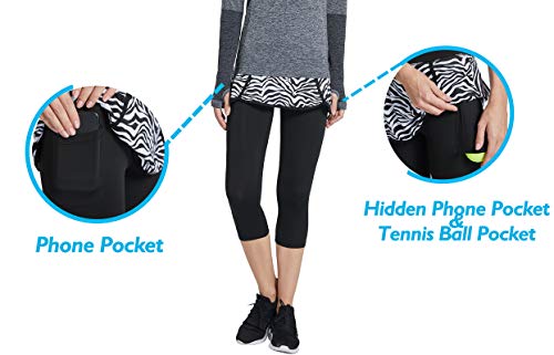 Westkun Falda Pantalón con Polainas Falda de Deportes para Mujer Capris Golf Tennis(Cebra Raya,S)