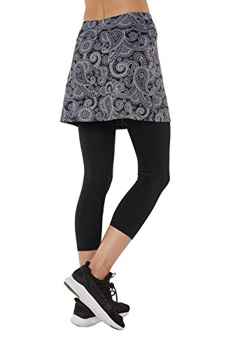 Westkun Pantalones de Falda de Mujer Corte de Hendidura Deportes Tenis Golf Rock Legging 3/4 Tela elástica 2 en 1