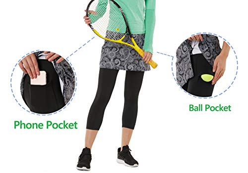 Westkun Pantalones de Falda de Mujer Corte de Hendidura Deportes Tenis Golf Rock Legging 3/4 Tela elástica 2 en 1