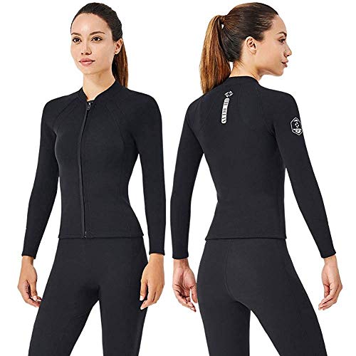 Wetsuits - Chaqueta de neopreno para mujer, 2 mm, manga larga, con cremallera frontal, para buceo, surf, natación, snorkel, talla M