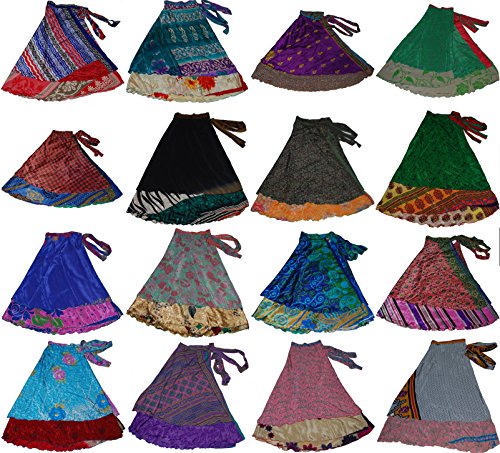 Wevez - falda larga para mujer estilo sari indio, Mujer, color Surtido, tamaño Talla única