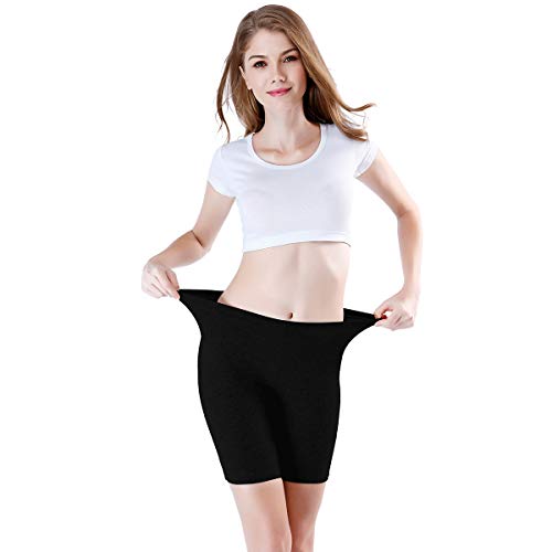 wirarpa Shorts Leggings Pantalon Cortos Algodon Mujer 3 Pack Cintura Alta Bragas Seguridad Boxer Mujer Tallas Grandes Negro XL