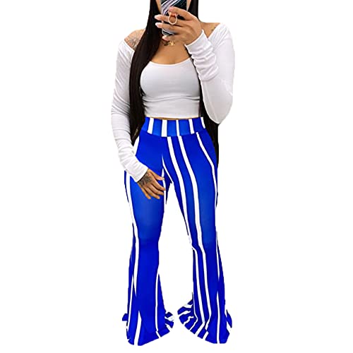 WJANYHN Pantalones con Estampado de Cuadros clásicos para Mujer Pantalones Acampanados de Mujer Casual