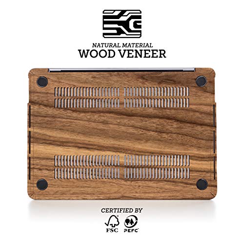 WOODWE® Real Wood Macbook Hard Case for Protection | For Mac Pro 15 Inch Retina Display/White Apple Logo | Mid 2012 – Mid 2015 | Natural Walnut Wood