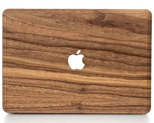 WOODWE® Real Wood Macbook Hard Case for Protection | For Mac Pro 15 Inch Retina Display/White Apple Logo | Mid 2012 – Mid 2015 | Natural Walnut Wood