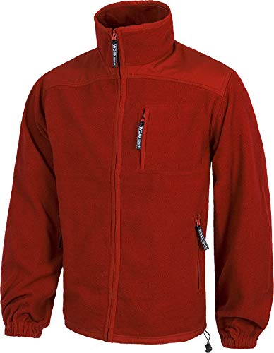 Work Team Forro Polar con Cierre de Cremallera y Refuerzos en Hombros y Codos. Hombre Granate M