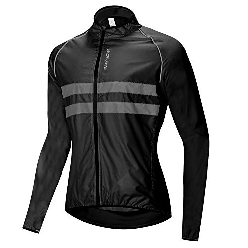 WOSAWE Hombres Ropa Ciclismo, Transpirable Chaqueta de Ciclismo Cortavientos Alta Visivilidad Chaleco Reflectante de MTB (BL215 Chaleco Negro L)