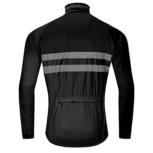 WOSAWE Hombres Ropa Ciclismo, Transpirable Chaqueta de Ciclismo Cortavientos Alta Visivilidad Chaleco Reflectante de MTB (BL215 Chaleco Negro L)