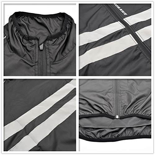 WOSAWE Hombres Ropa Ciclismo, Transpirable Chaqueta de Ciclismo Cortavientos Alta Visivilidad Chaleco Reflectante de MTB (BL215 Chaleco Negro L)