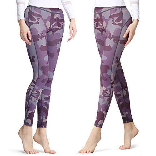 WOWENY Leggings Deporte Mujer,Leggins para Damas Pantalones Deportivos Largos para Training Running Yoga Fitness Transpirables con Cintura Alta (Z-Morado, XL)