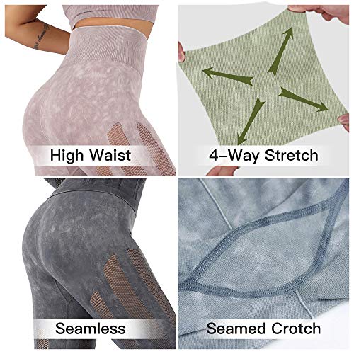 WOWENY Mallas Pantalones Deportivos Leggings Mujer Mallas Deportivas Fitness Leggins Polainas de Yoga Training Fitness Estiramiento (A-Violeta, XL)