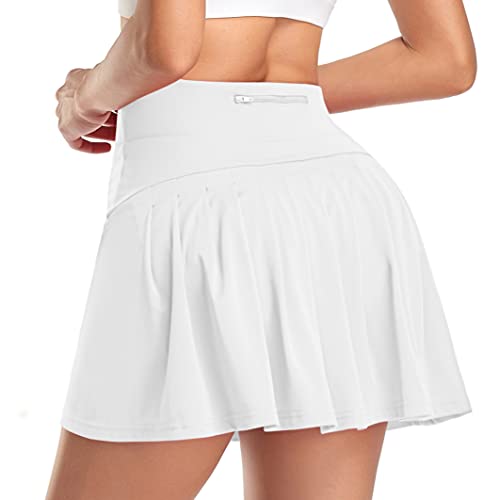 WOWENY Mujer Deportivo Corto Falda Plisada A-Line Mini Skorts de Tenis Golf con Bolsillos Interiores para Shorts,Vestido de Playa para Mujer (Z-Morado, XL)