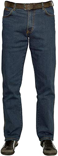 Wrangler Pantalón vaquero de hombre, pierna recta, Texas Stretch Lavado Oscuro 42W x 34L