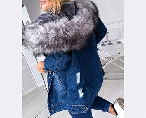 Wsgyj52hua Chaqueta Vaquera con Capucha Europea Y Americana Mujer OtoñO E Invierno Chaqueta Delgada Y Gruesa De Terciopelo