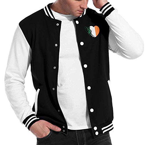 wwoman Uniforme de la Chaqueta de béisbol del corazón del Amor irlandés de la Bandera, Hombres Mujeres Varsity Premium Jacket Overcoat,XXL