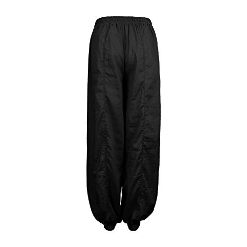 wyxhkj-Pantalones Mujer Tallas Grandes Algodón Y Lino Color Sólido Casuales Sueltos Pantalones De Playa Elásticos Cintura Alta Verano (M, Negro)