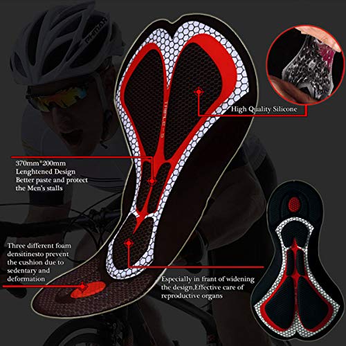 X-TIGER Hombres Ropa Interior de Bicicleta con 5D Gel Acolchado MTB Ciclismo Pantalones Cortos-Negro (Negro Pantalones Cortos, 3XL)