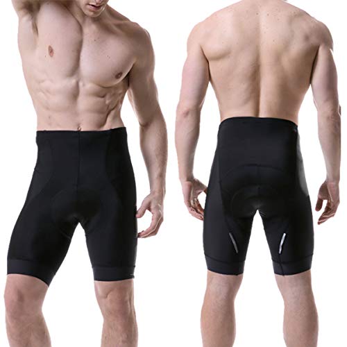 X-TIGER Hombres Ropa Interior de Bicicleta con 5D Gel Acolchado MTB Ciclismo Pantalones Cortos-Negro (Negro Pantalones Cortos, 3XL)