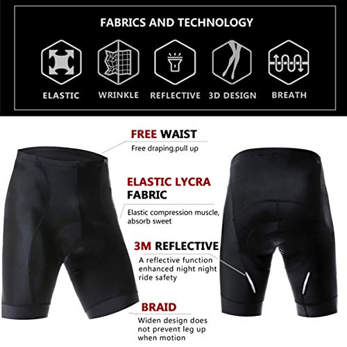 X-TIGER Hombres Ropa Interior de Bicicleta con 5D Gel Acolchado MTB Ciclismo Pantalones Cortos-Negro (Negro Pantalones Cortos, 3XL)