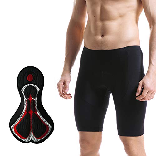 X-TIGER Hombres Ropa Interior de Bicicleta con 5D Gel Acolchado MTB Ciclismo Pantalones Cortos-Negro (Negro Pantalones Cortos, 3XL)