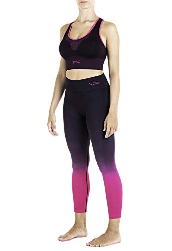 XAED - Pantalón corto de fitness para mujer (negro/fucsia, grande)