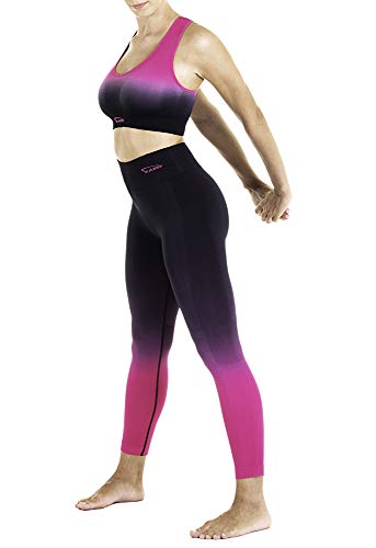 XAED - Pantalón corto de fitness para mujer (negro/fucsia, grande)