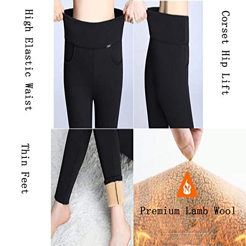XBTECH Mujer Leggings Forro Polar Polainas Cintura Alta Suave Elástico Invierno cálido Pantalones de Control de Barriga
