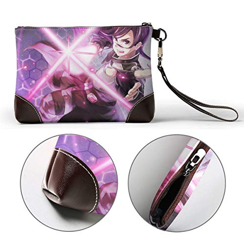 XCNGG Anime Sword Art Online - Cartera de mano de cuero genuino para mujer con cremallera, cartera para teléfono, pasaporte, bolso de mano, gran capacidad, para hombre, de piel de vaca, embragues
