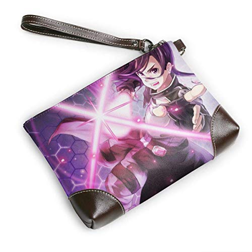 XCNGG Anime Sword Art Online - Cartera de mano de cuero genuino para mujer con cremallera, cartera para teléfono, pasaporte, bolso de mano, gran capacidad, para hombre, de piel de vaca, embragues