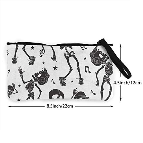 XCNGG Monederos Bolsa de Almacenamiento Shell Black White Dancing Skeletons Fashion Coin Purse Bag Canvas Small Change Pouch Multi-Functional Cellphone Bag Wallet Cosmetic Makeup Bag