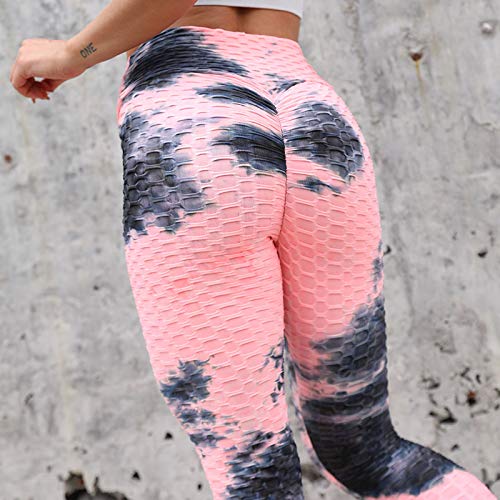XCVBX Pantalón Pantalones de Mujer Mallas Ink Yoga Tie-Dye Pantalones Deportivos Push Up Ajustados y hasta La Cadera Pantalones Leggings de Moda