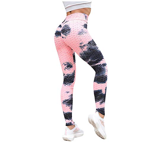 XCVBX Pantalón Pantalones de Mujer Mallas Ink Yoga Tie-Dye Pantalones Deportivos Push Up Ajustados y hasta La Cadera Pantalones Leggings de Moda
