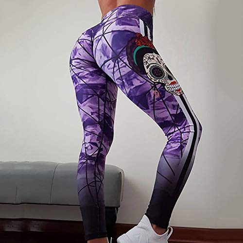 Xiantime 2021 Nuevo Pantalones de Yoga Mujer Leggins Talla Grande Estampado de Calavera,Damas Leggings Deportivos Imprimieron 3D Colores Caderas Delgadas Pantalones con Estampado de Leopardo Elástico