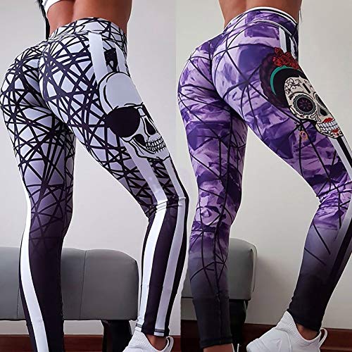 Xiantime 2021 Nuevo Pantalones de Yoga Mujer Leggins Talla Grande Estampado de Calavera,Damas Leggings Deportivos Imprimieron 3D Colores Caderas Delgadas Pantalones con Estampado de Leopardo Elástico
