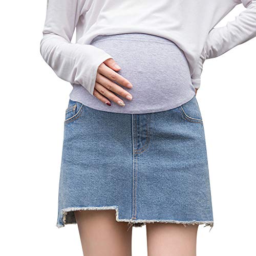 Xiedeai Mujeres Maternidad Faldas - Damas Embarazo Mezclilla Falda Elástico Pretina sobre Topetón Línea A Faldas con Forro Shorts Informal