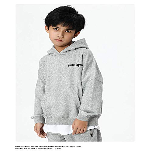 XIELH Tilani Marca De Moda Infantil 2020 Otoño E Invierno Jersey para Niños Y Niñas con Capucha Suéter Suelto para Niños Terry Top, Gris, 120Cm