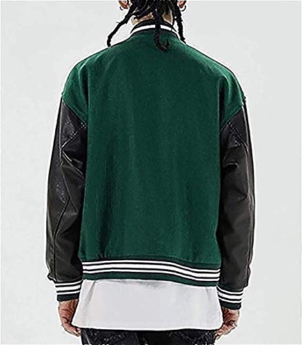 XiuLi Hombres/Caballeros/Chicos Chaqueta de béisbol universitaria Sudadera Chaqueta de Motorista Chaleco (Color : Green, Size : S)