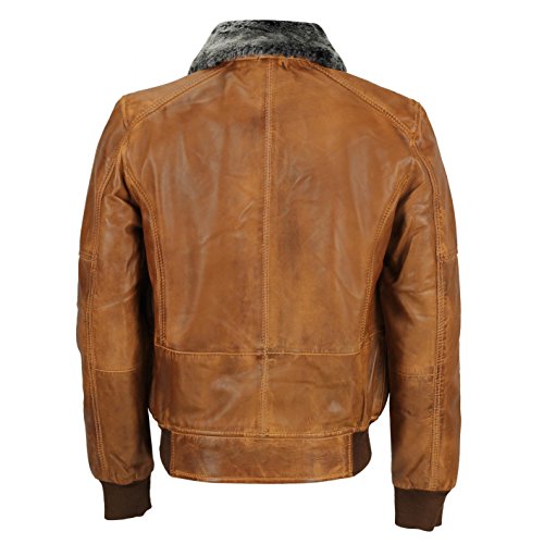 Xposed Chaqueta de cuero suave para hombre, estilo retro de motociclista, estilo vintage bombardero, color Marrón, talla X-Large