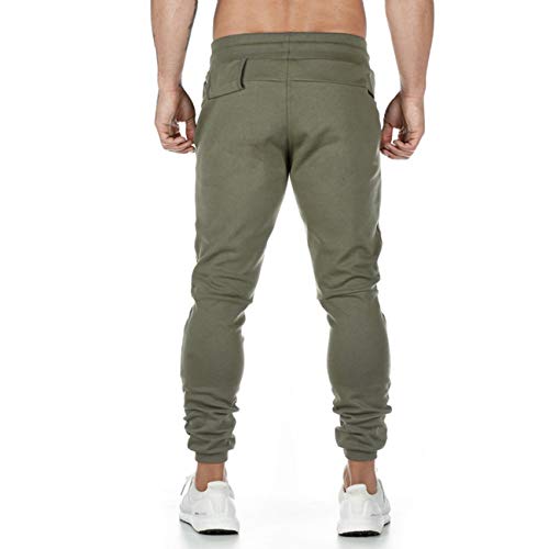 Yageshark - Pantalones de deporte para hombre, de algodón, ajustados verde M
