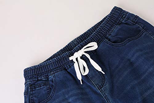 Ybenlover - Pantalones vaqueros de cintura alta para mujer, ajustados, elásticos, con goma elástica azul oscuro M
