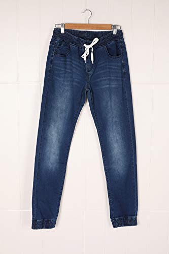 Ybenlover - Pantalones vaqueros de cintura alta para mujer, ajustados, elásticos, con goma elástica azul oscuro M