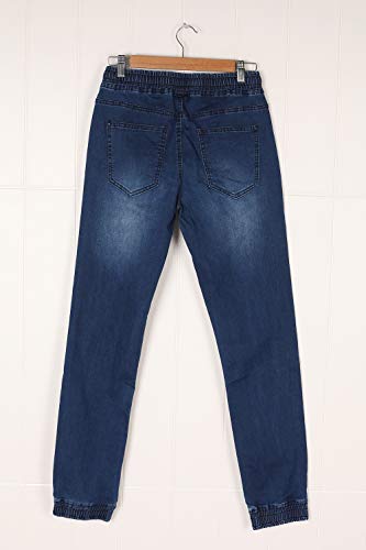 Ybenlover - Pantalones vaqueros de cintura alta para mujer, ajustados, elásticos, con goma elástica azul oscuro M