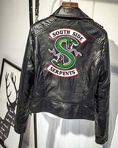 Yesgirl Riverdale Southside Serpientes Mujeres Niñas Moda Biker Chaqueta De Cuero Suéteres Frescos Mujeres Sudadera Slim Fit Crop Top Short Camisetas De Manga Larga Negro A Large