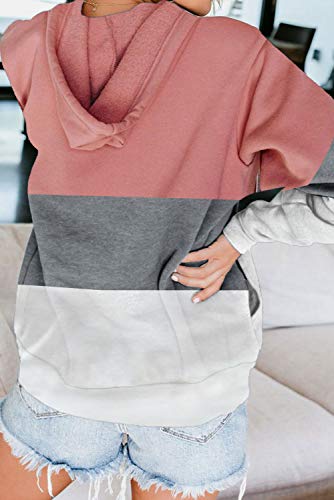 YIKEYO - Sudaderas Mujer con Capucha y Cremallera y Bolsillo - Tumblr Chaqueta Manga Larga Casual Sweatshirt Hoodie (Rosa, XL)